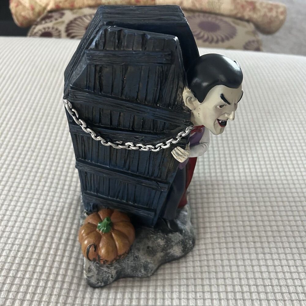 Gothic Dracula Vampire Bookend Doorstop 9” Resin Figure Halloween Decor